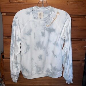 BILLA BONG Women's Tie-Dye Crew Neck Sweater - Blue and White Medium